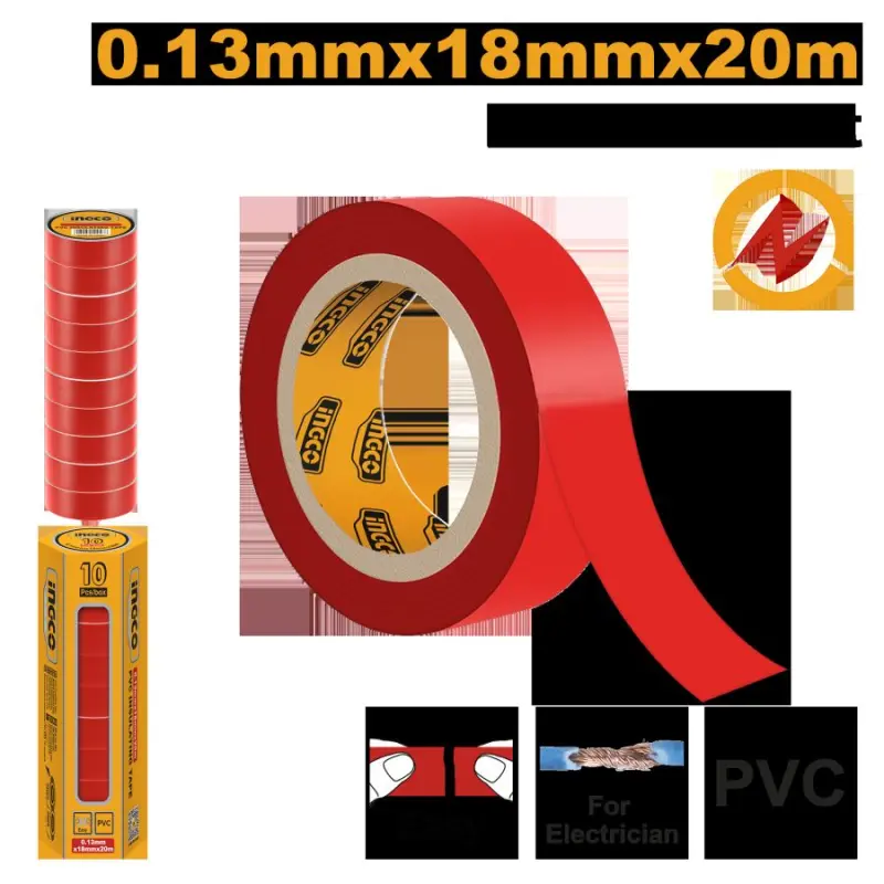 Ingco PVC Insulation Tape 20m 0.13mm Red (HPET1012)