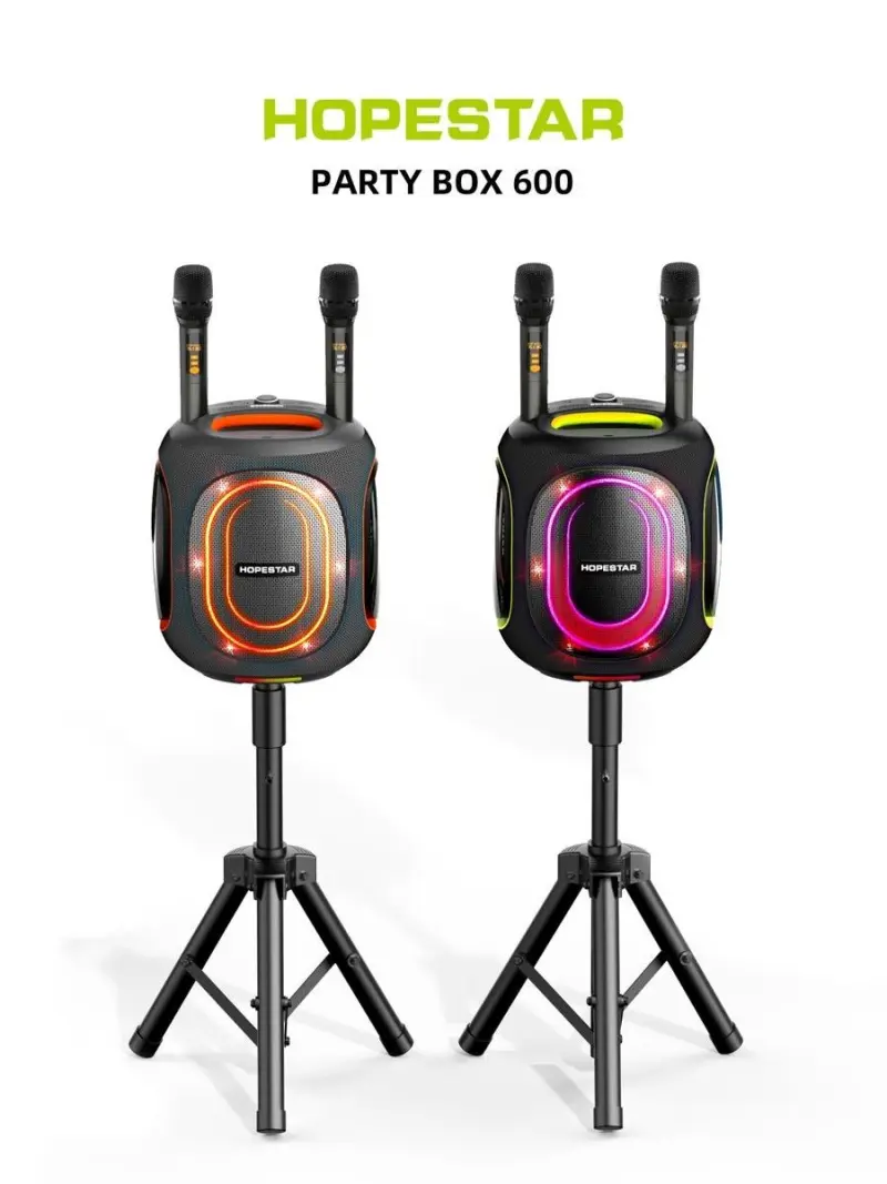 HOPESTAR HP-PARTY BOX 600 | Настольная аудиоколонка 2 микрофона