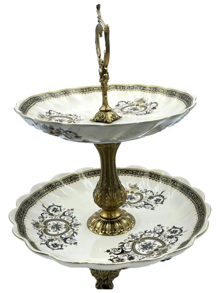 Bohemia 272-10-12 | Two-Tier Flat Vase on Stand Czech Glass