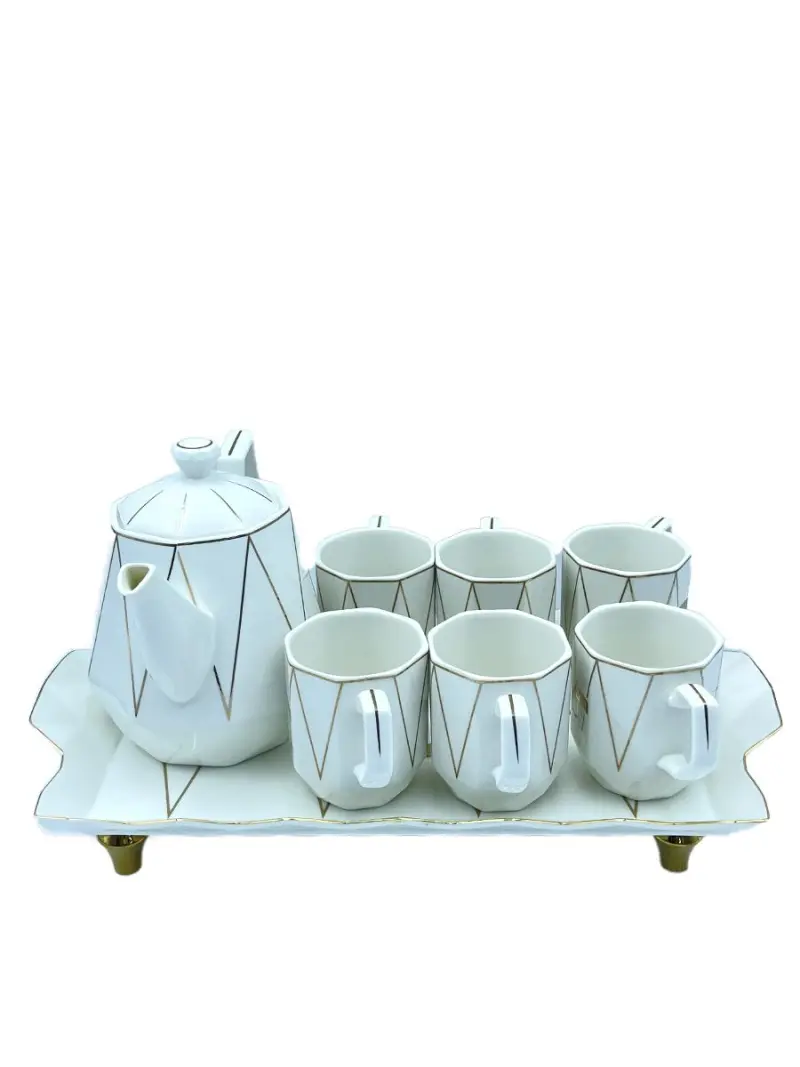 EQTP EQTP991-A206 | Tea Set with Glass Tray 6 Cups