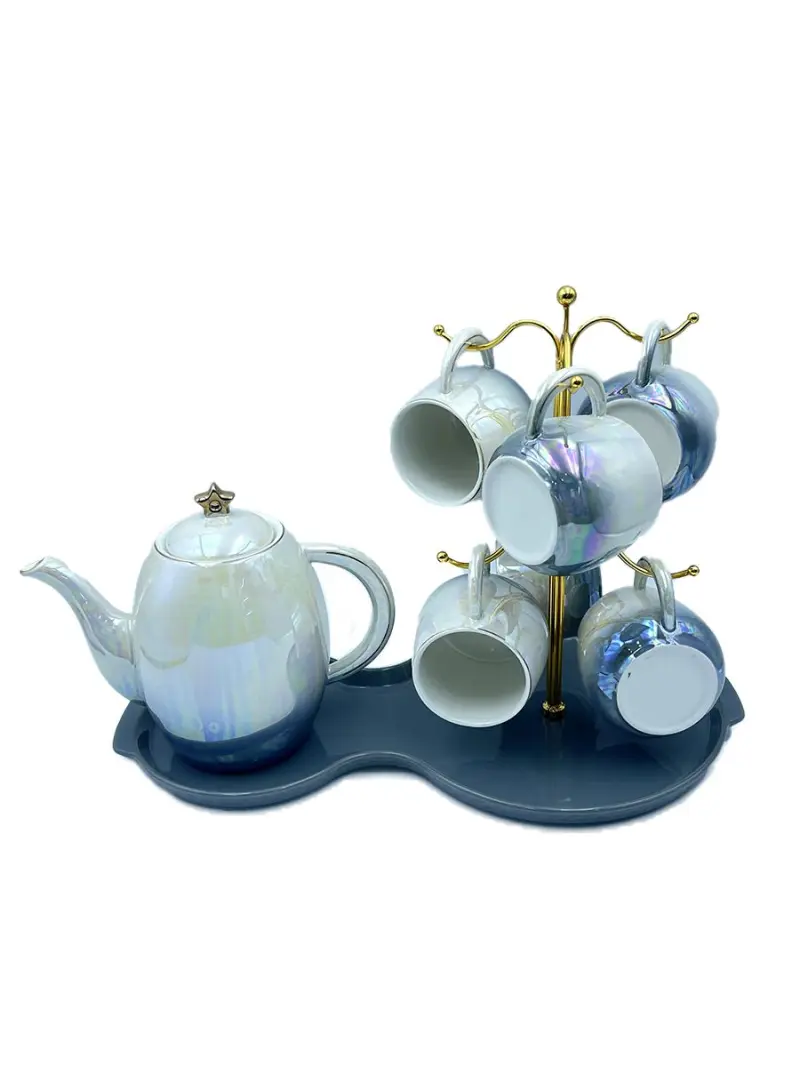 EQ EQ991-&258 | Tea Set with Glass Tray 6 Cups