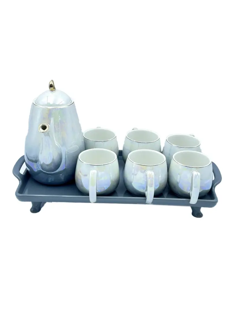 EQ EQ991-&306 | Tea Set 6 Cups with Glass Tray