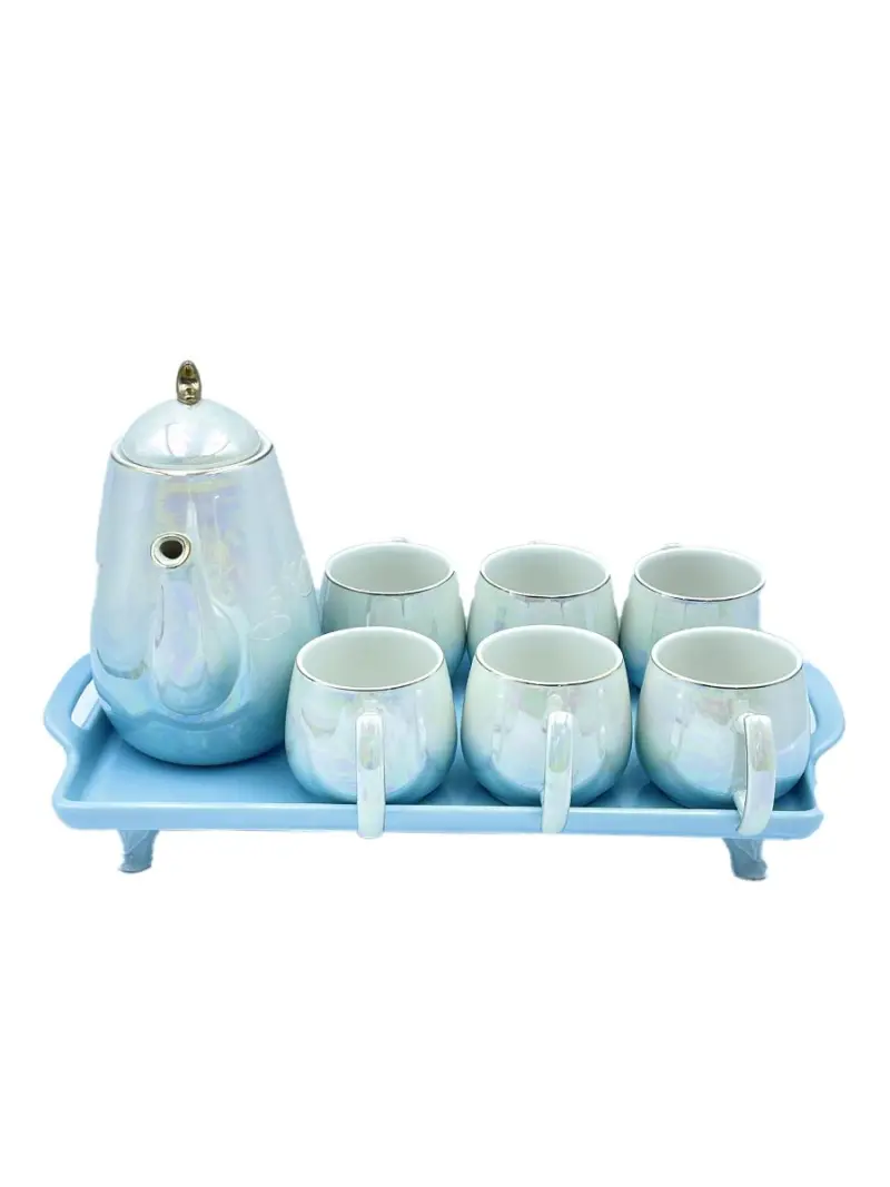 EQ EQ991-&309 | Tea Set 6 Cups with Glass Tray