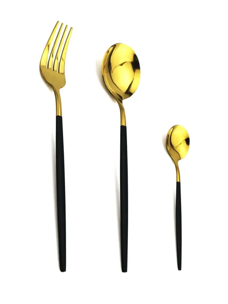 PRODUKT ZB-001 | Cutlery Set 36 pcs Black Handle Gold Finish