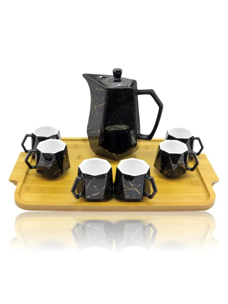 JDС JDС7914-2-H28 | Tea Set 9pcs Black with Bamboo Base