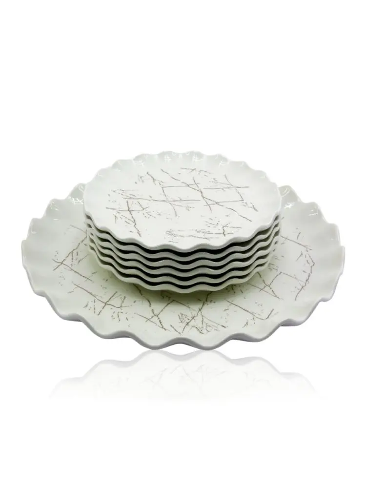 JE7106 JE7106-H28 | Cake Plate Set White Durable Porcelain