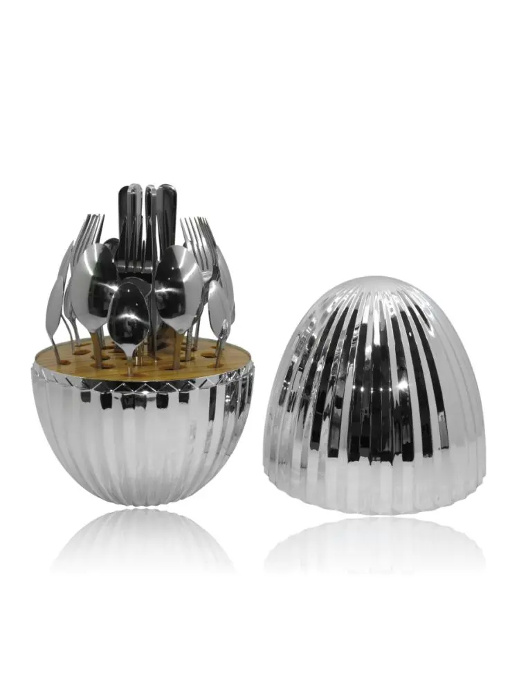 Nickel-Plated Egg E-06 | Cutlery Set 24pcs Nickel-Plated Wavy Finish