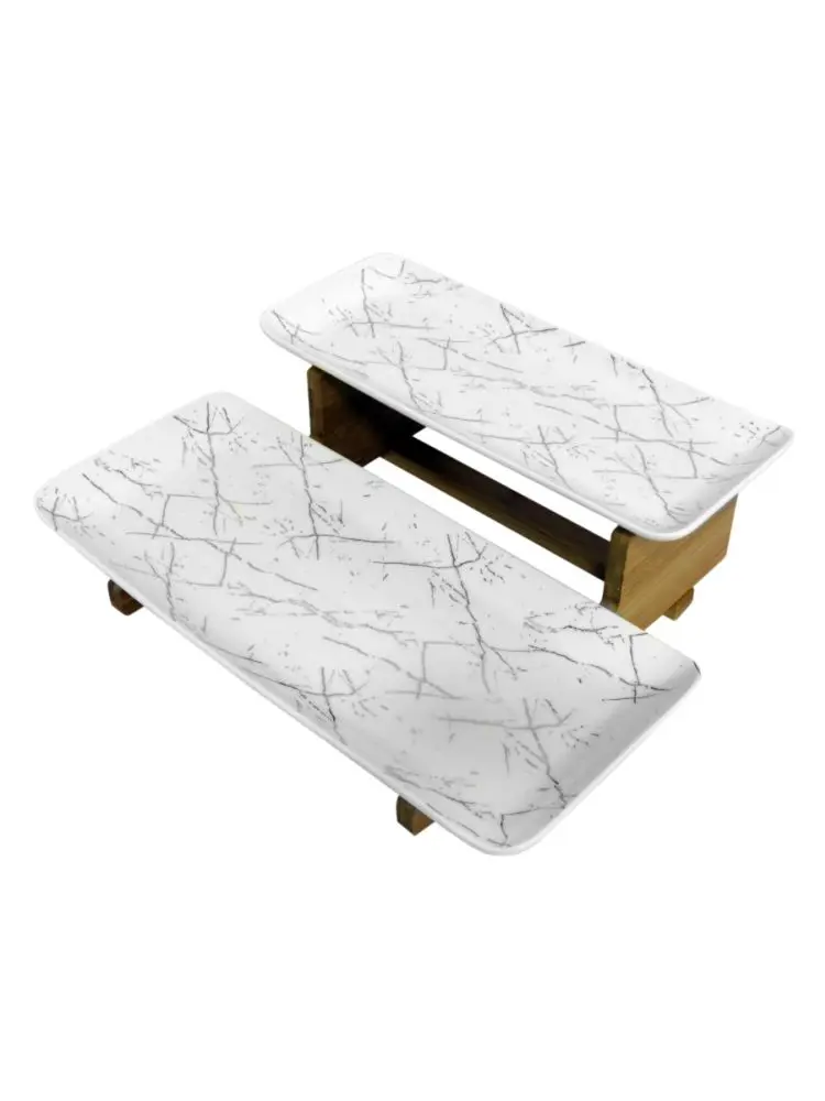 JD JD7415-H28 | 2-Tier Serving Plate Set with Bamboo Stand