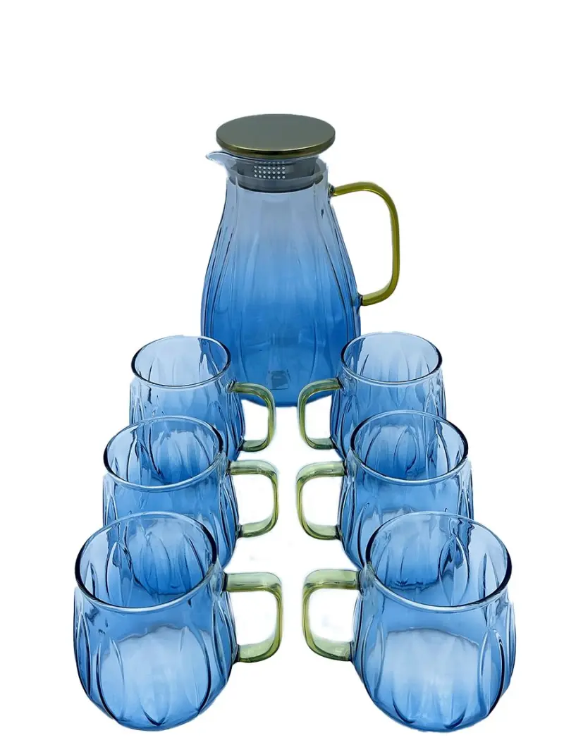 MAR MAR-1134 | Decanter Set Blue-Gold 1500ml + 6 Cups