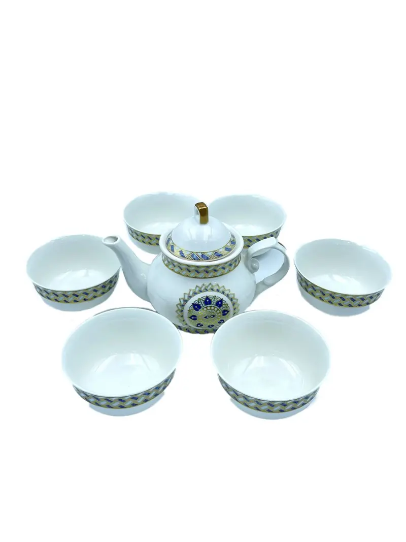 MAR MAR-1123 | Tea Set Suitcase 1 Teapot & 6 Bowls Blue
