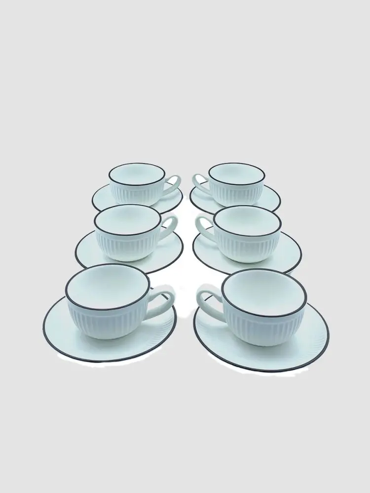 MLD MLD513-21 | Tea-Coffee Cup and Saucer Set White Ceramic