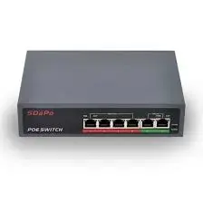 PSE604-EX | 4 portly PoE switch 10/100 Mbps + 2 uplink, 65 W güýç