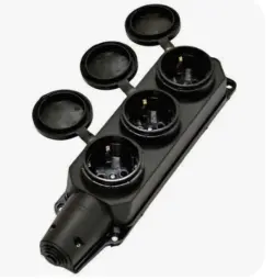 Three-Gang Socket Outlet Black Protective Covers