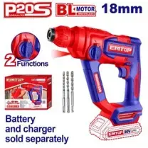 Emtop ELRH20188 | Cordless Rotary Hammer 20V 16mm (Bare Tool)