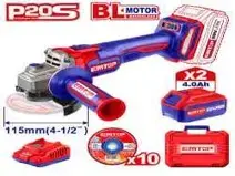 Emtop ELAG211542 | Бесщеточная болгарка 20В 115мм 4.0Ач (2 аккумулятора)