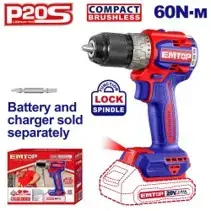 Emtop ECDL206021 | Cordless Drill Driver 20V 60Nm Bare Tool