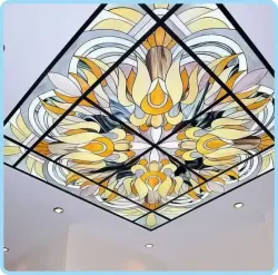 Stained Glass Ceiling 200 cm x200 cm UV Print with  Acrylic