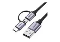 UGREEN CBLUG30875 | Mobil Telefon Kabeli 2in1 USB 2.0 Type-C/MicroUSB 1m