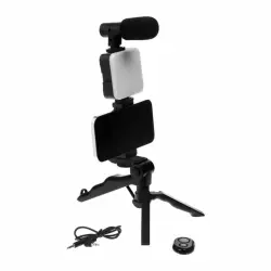 AY-49 MOBTRAY49 | Video Making Kit Tripod Light Mic Black