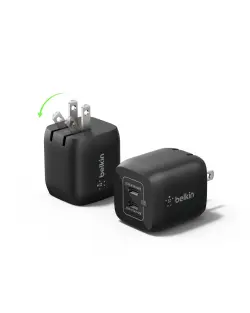 Belkin WCH011vfWH | Mobile Charger Dual USB-C 45W GaN PD Fast Charge