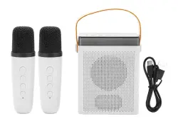 PORTABLE SPEAKER SPOPK16WH | Göçme gürleýji iki simsiz mikrofon RGB