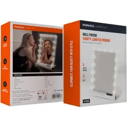 Porodo MIRPORPDLFST162WHRG | Зеркало для макияжа 15 LED Bluetooth 12В
