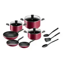 TEFAL COOKTEF12SET | Набор посуды антипригарный стальной 12 предметов красный