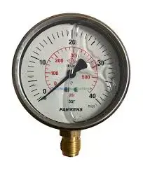 Pakkens 1001001110 | Pressure Gauge 100 mm 0-40 bar Glycerin-Filled