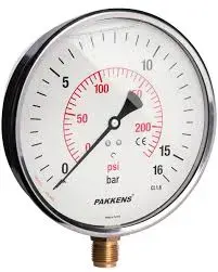 Pakkens 1002001106 | Manovacuumeter Ø100mm Glycerin-Filled -1/+5 bar