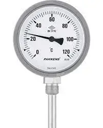 Pakkens 1004010305 | Bimetallic Thermometer Ø100mm, 0/+120°C, Bottom G1/2"B Connection