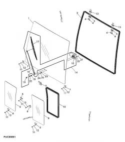 John Deere NF101421 | Windshield Tempered Safety Glass