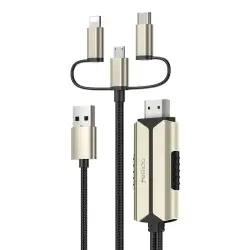 Yesido HM14 | HDMI кабель 3-в-1 Lightning/Type-C/Micro USB адаптер