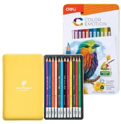 Deli C00205 | Colored Pencils 12-Color Box Pre-Sharpened