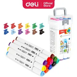 Deli 70803-12 | Sketch Marker Set 12 Colors Dual-tip
