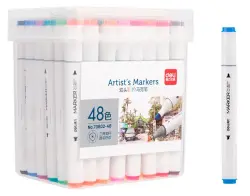 Deli 70802-48 | Sketch Markers Set 48 Colors Dual-tip
