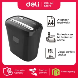 Deli 9947 | Paper Shredder 8 Sheet A4 Capacity