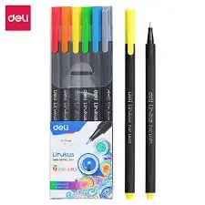 Deli Linkus No.Q900-06 | Fineliner Pen Set 0.45mm 6 Colors Pack