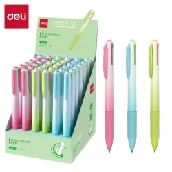 Deli Q311N | Шариковая ручка 4 неоновых цвета 0,7 мм