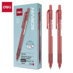 Deli Scrivin Q105-RD | Ball Point Pen 0.5mm Red