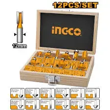 Ingco 12-Piece Router Bit Set 12mm AKRT1221