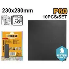 Ingco Waterproof Sandpaper 230x280mm 50pcs P400
