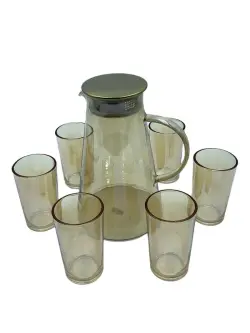 Q5989 Q5989-7G | Glass Decanter Set Gold 1.85L + 6 Glasses 240ml