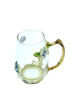 MS MS-08 | Transparent Mug with Metal Flower Handle
