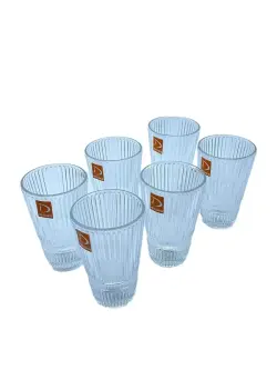 TY TY9003-2 | Набор высоких стаканов прозрачные в полоску 6 шт.