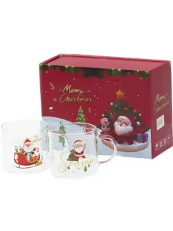 Transparent 139-2 | Mug Set 2pcs New Year Glass Durable