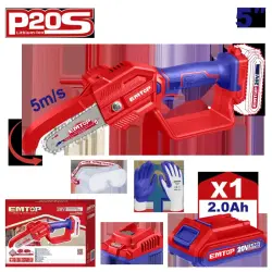 Emtop ELGA20581 | Cordless Chainsaw 20V 2.0Ah Battery
