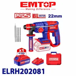 Emtop ELRH202081 | Akkumýatorly Perforator 20V BL 22mm 4.0Ah