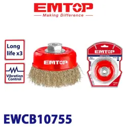 Emtop EWCB10755 | Cup Brush 75mm Brass-Coated Wire