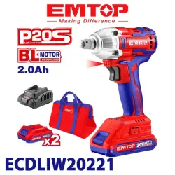 Emtop ECDLIW20221 | Cordless Impact Wrench 20V 2.0Ah