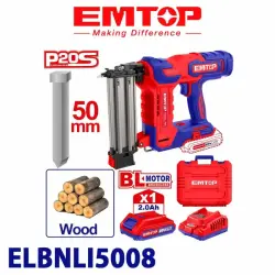 Emtop ELBNLI5008 | Аккумуляторный пневмопистолет 20V 50мм